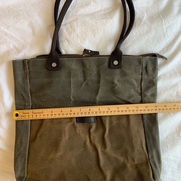 Army Green Khaki Shoulder Tote Bag Purse Top Leather Handle Satchel Handbag - Picture 11 of 11